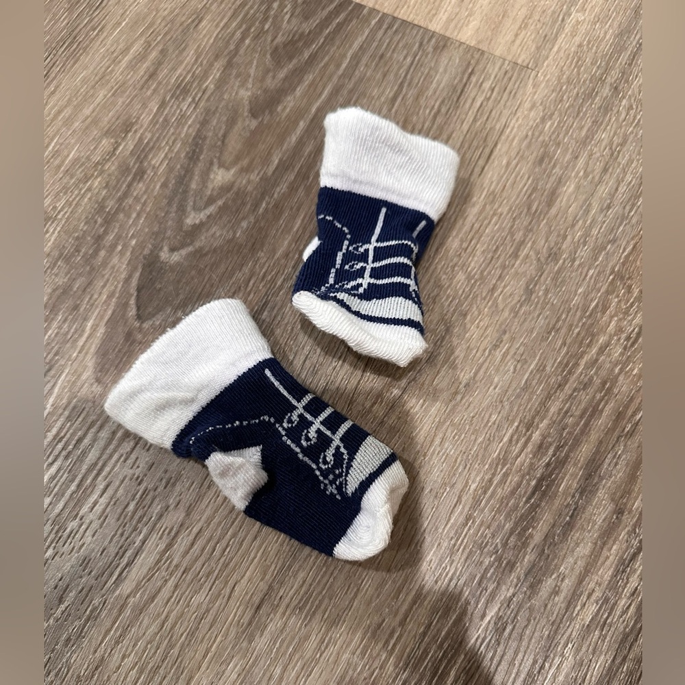 Navy and White Kids socks Shoes